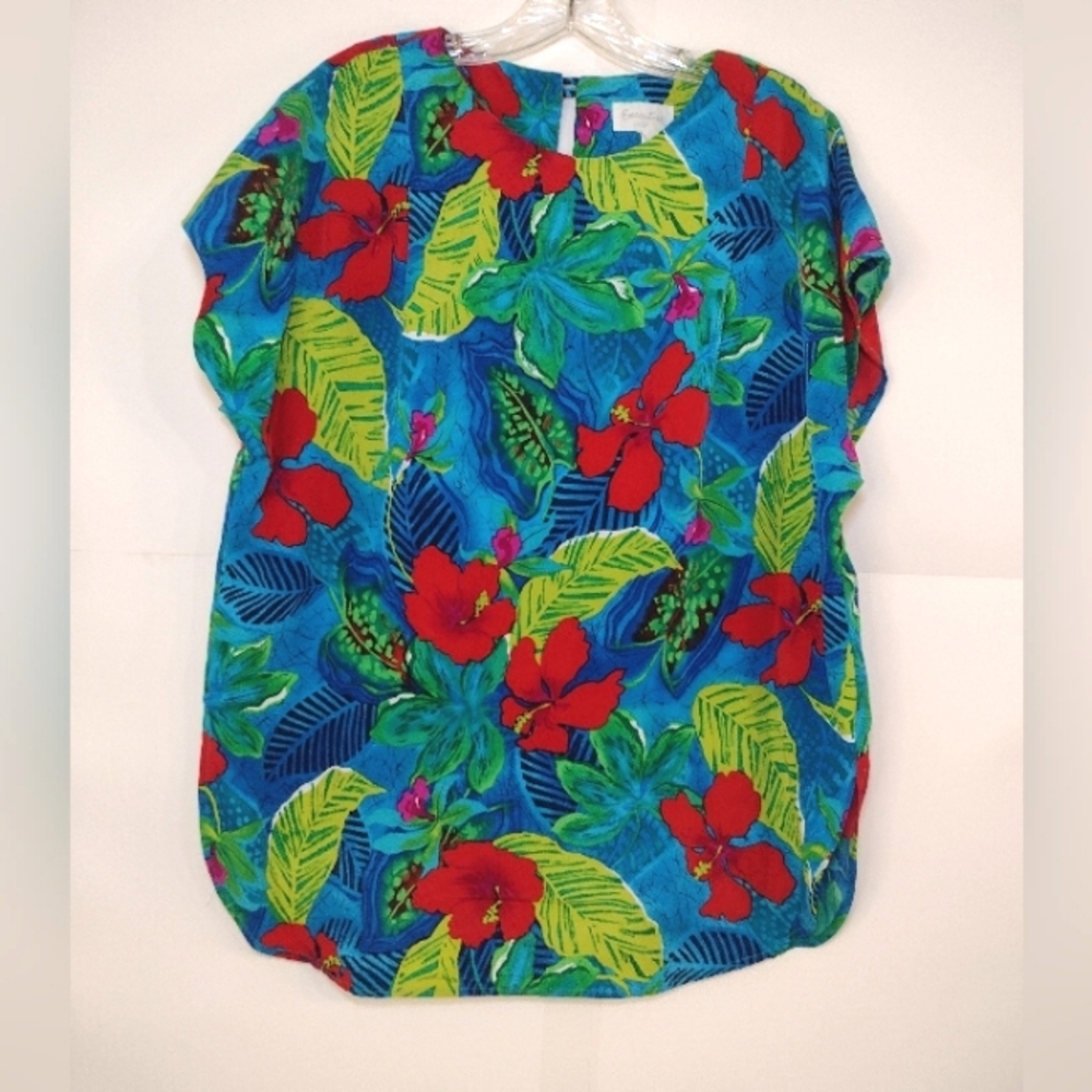 Executive Collection Women's Hawaiian Multicolor Print Top Size (XXL)